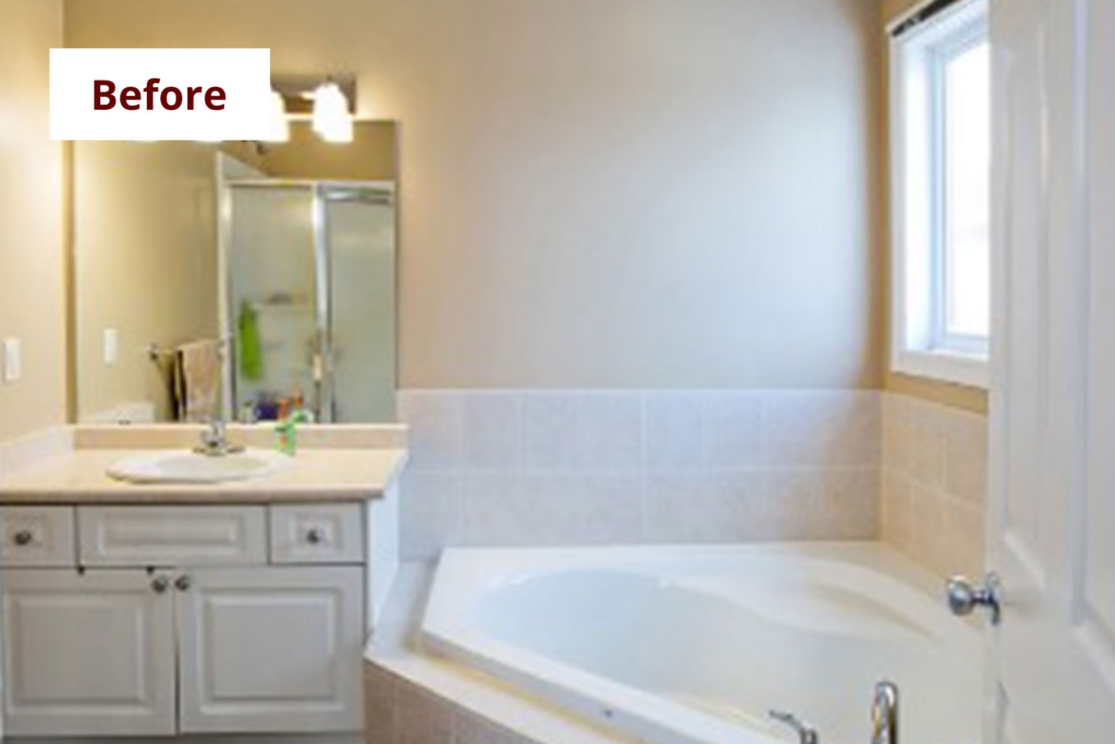 Bathroom Interior Decorating: Home Staging Before & After | Pre-Staged Bathroom | MatiDesign Interior Decorating And Home Staging London Ontario