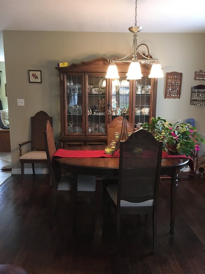 Picture of dining before | A staged living room rich in blues | MatiDesign Interior Decorating And Home Staging London Ontario